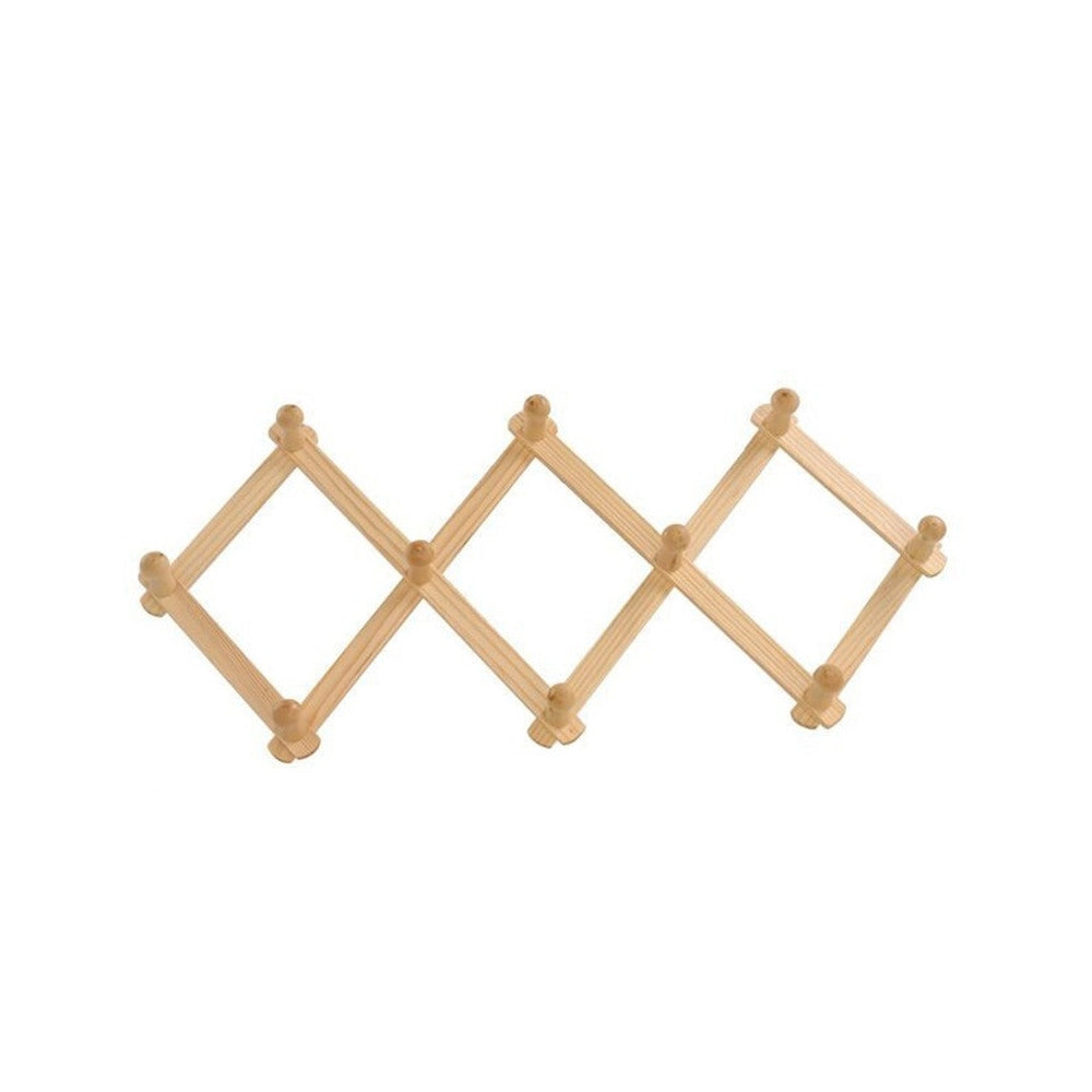 Trade Shop - Appendiabiti Appendipanni Da Parete Legno 10 Posti A Fisarmonica Estensibile -