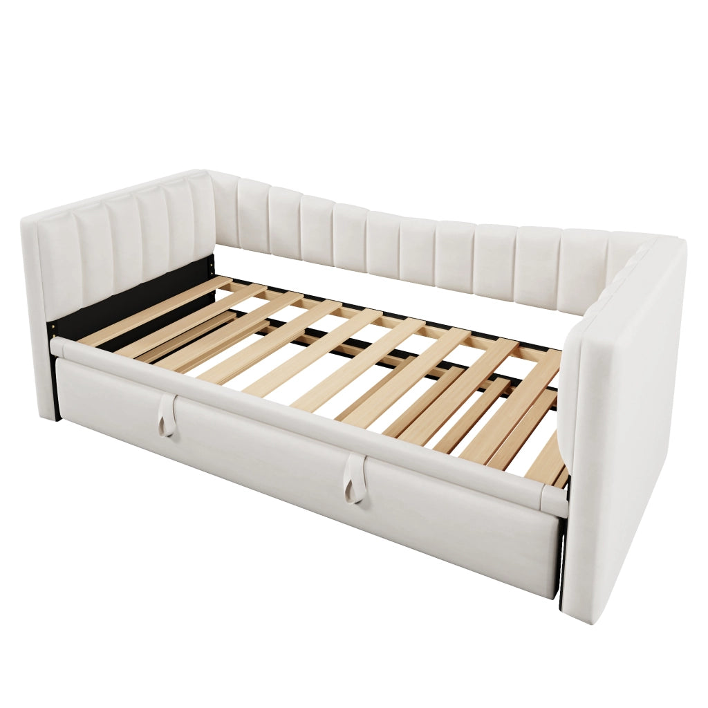LETTO con letto estraibile 90x200 cm in velluto bianco
