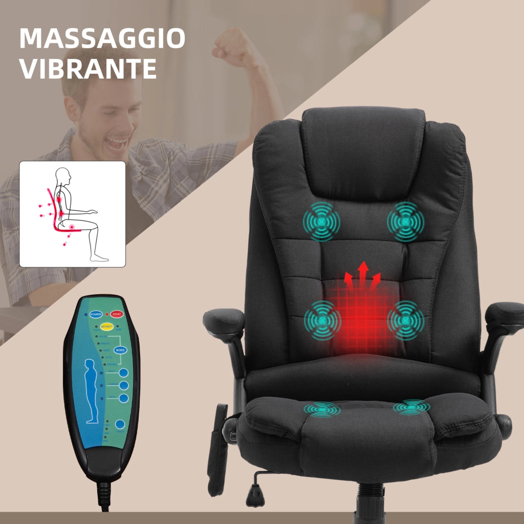 Sedia da Ufficio Massaggiante e Riscaldata con Dondolo ¨C Minimal ¨C Nero