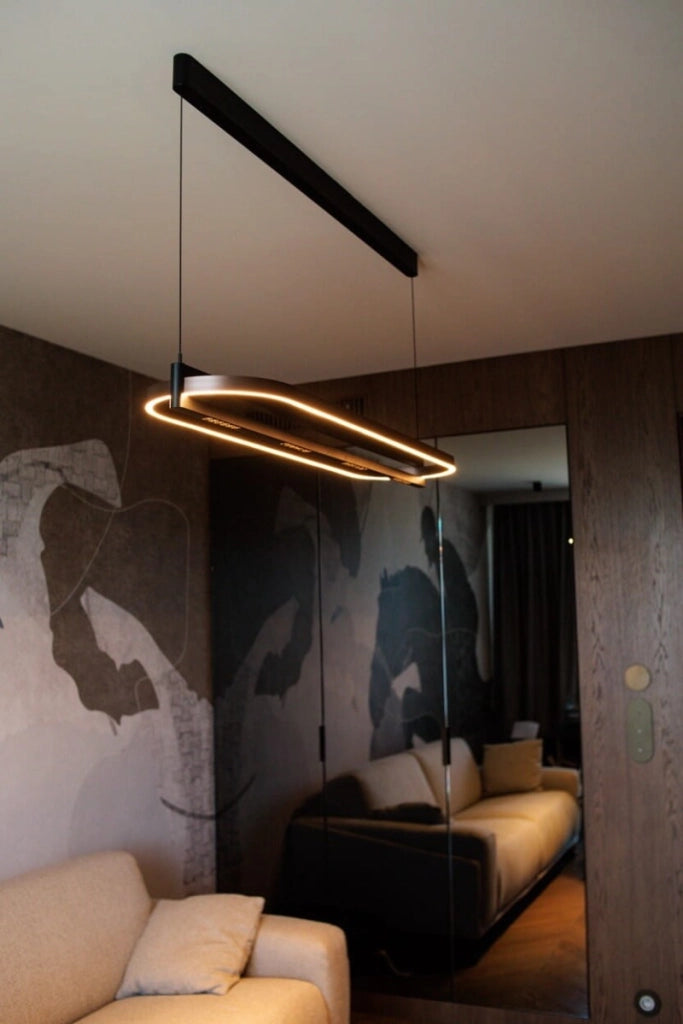 Lampada sospensione ovale Singapur LED 80W nera Maxlight
