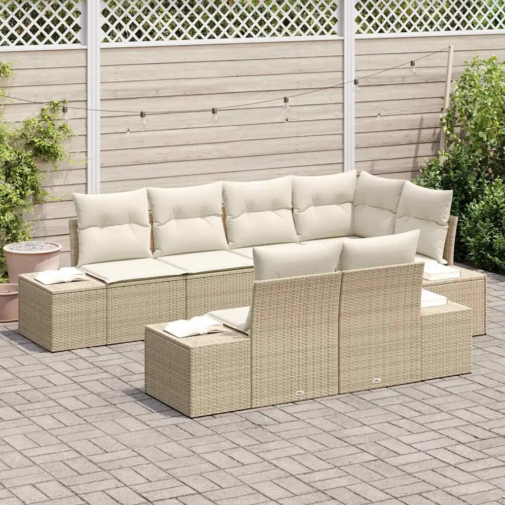 Set Divano da Giardino 7 pcs Beige e Crema polyrattan 3347101