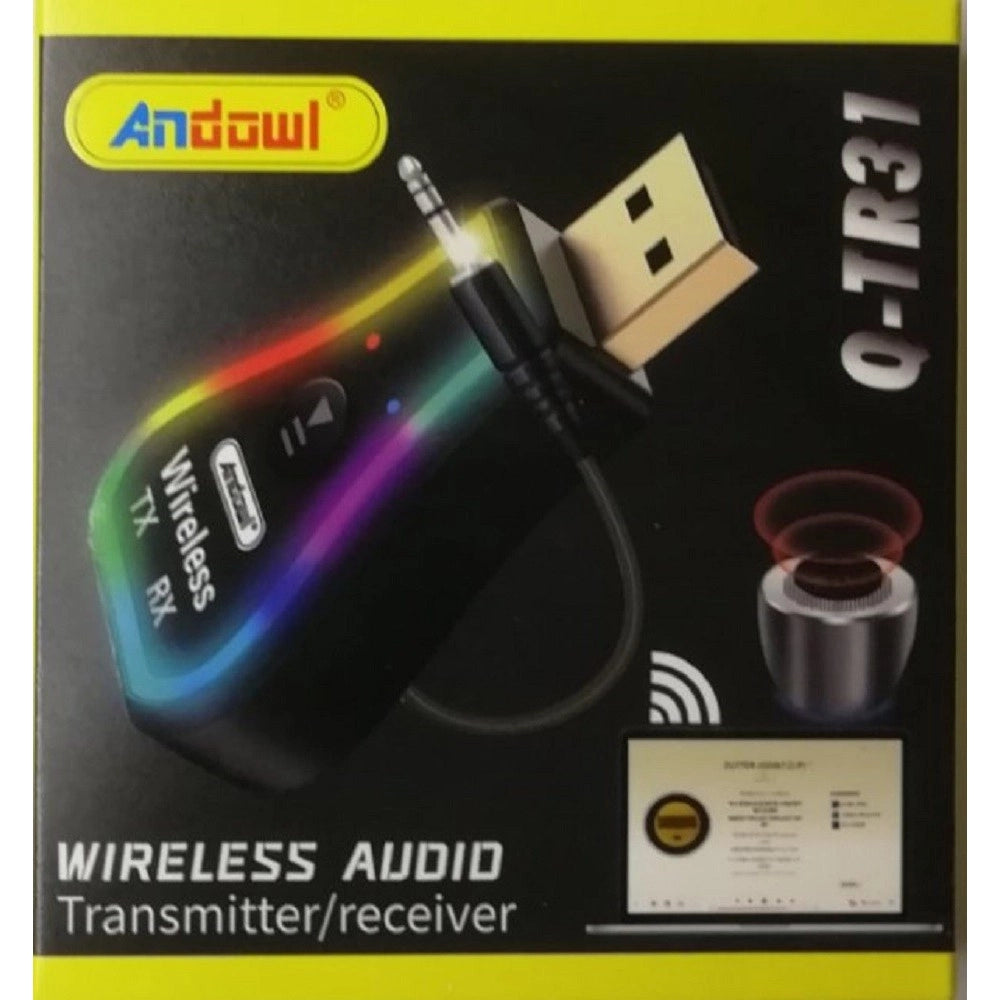 Trade Shop - Mini Ricevitore Audio Usb Wireless Bluetooth 5.0 Aux Stereo Rgb Led Light Q-tr31 -