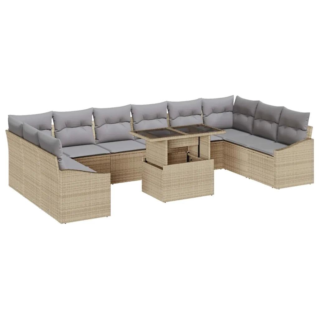 Set Divano da Giardino con cuscino 11 pcs Beige e Grigio Chiaro 3357813