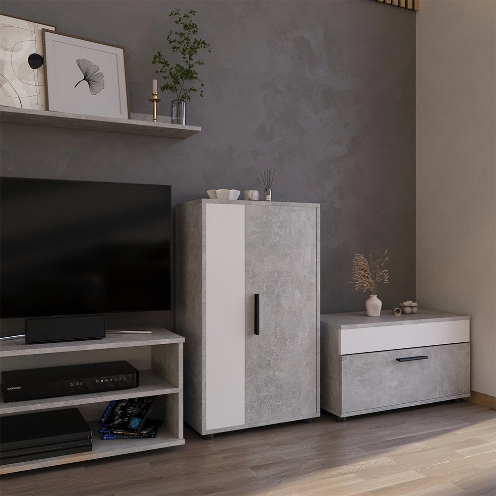 Vicco Credenza Cemento/Bianco 50.1 x 87.3 cm con 2 scomparti