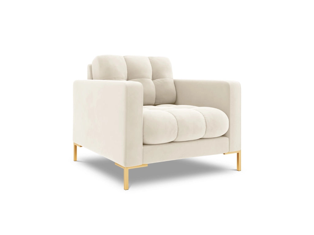 Cosmopolitan Design - Poltrona "Bali" in velluto beige chiaro 