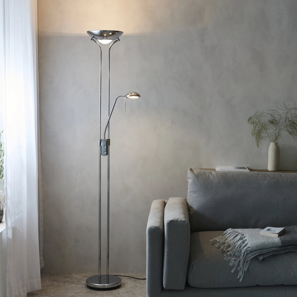 Lampada da terra Rome cromata con luce lettura Endon
