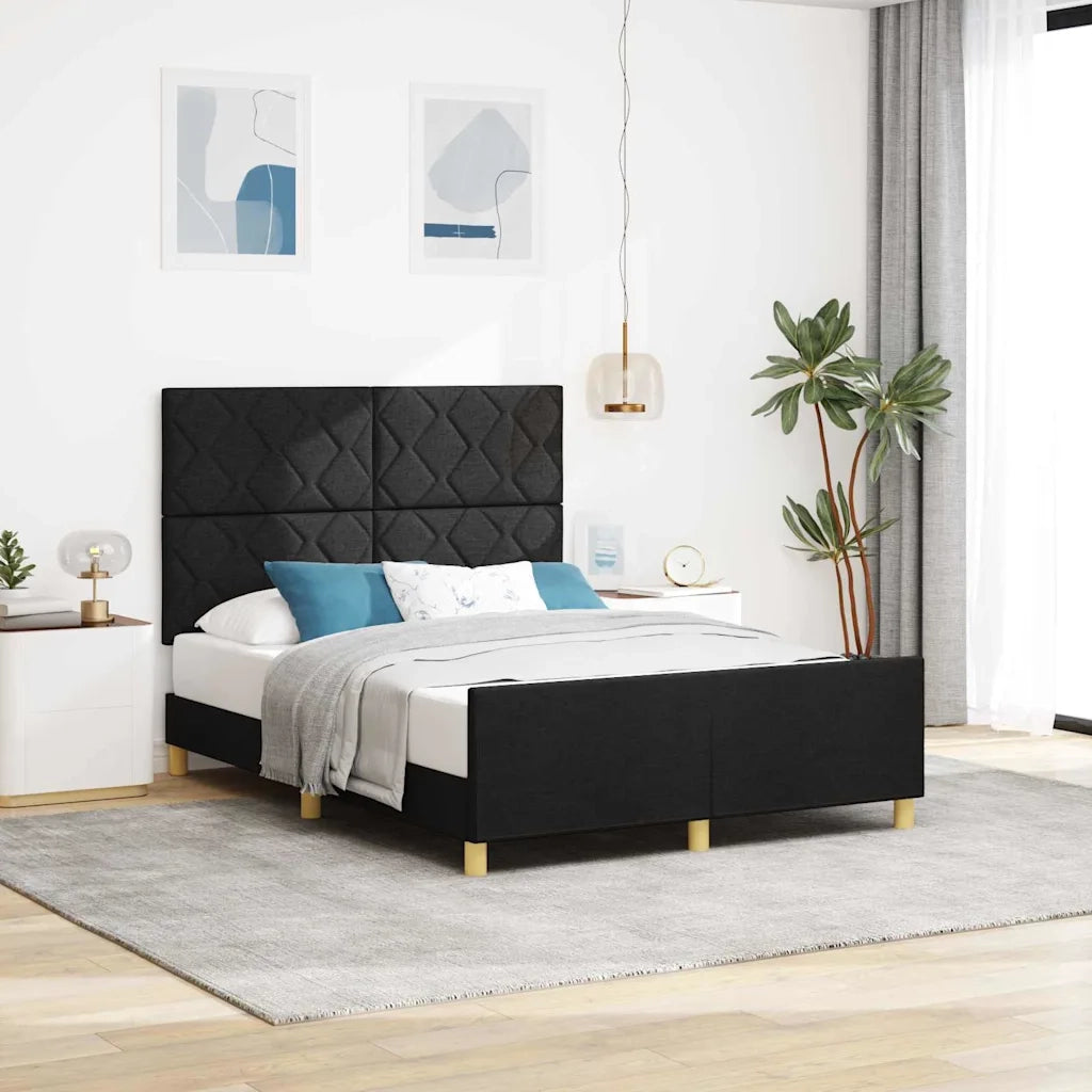 Struttura del letto con testiera Nero 160 x 200 cm Tessuto