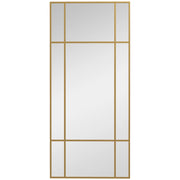 Specchio da Parete Stile Finestra con Montaggio Verticale e Orizzontale, 110x50cm, Oro