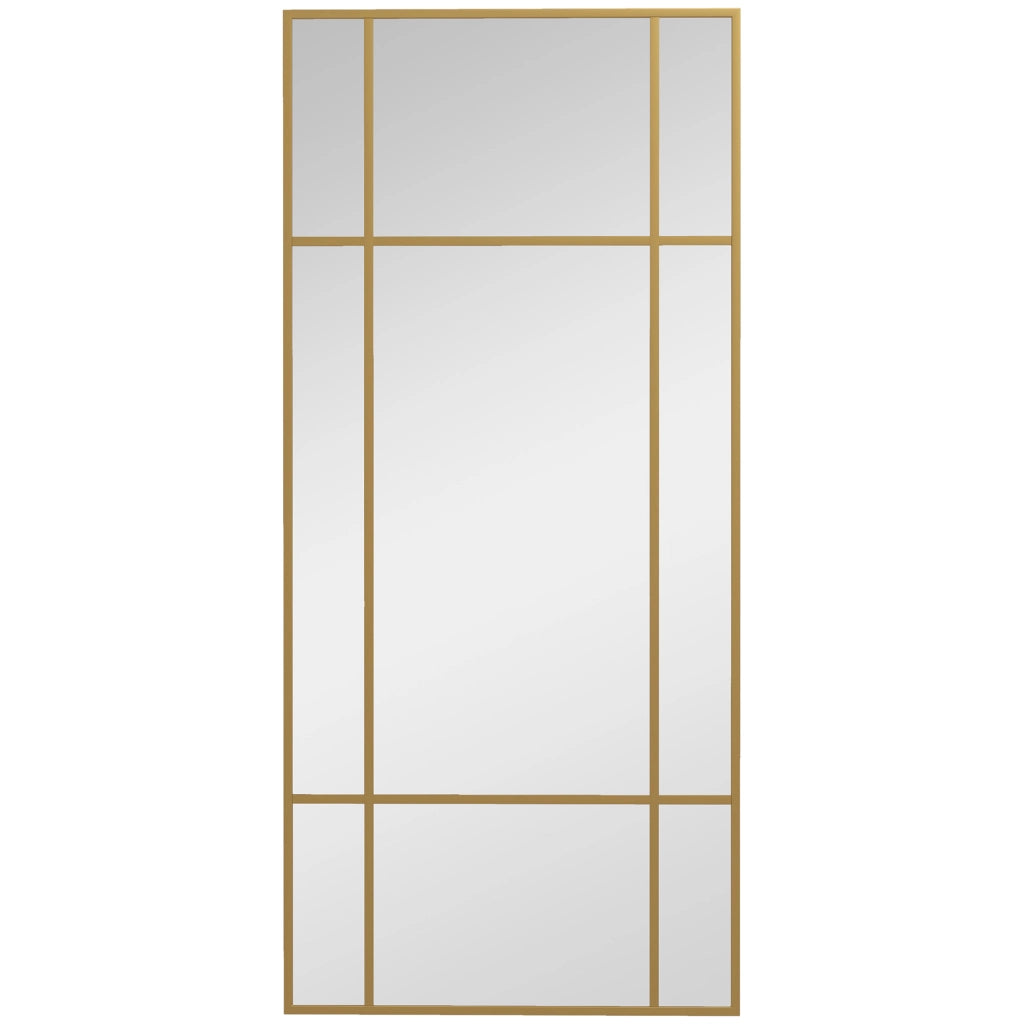 Specchio da Parete Stile Finestra con Montaggio Verticale e Orizzontale, 110x50cm, Oro