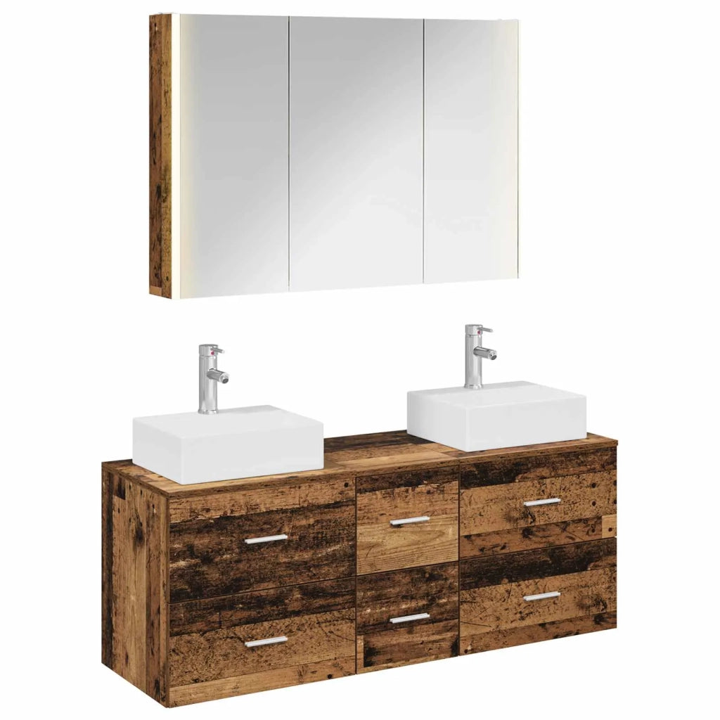 Set di mobili per il bagno 4 pz Legno antico 3406829
