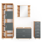 Vicco Set mobili bagno Antracite/quercia dorata 4 parti