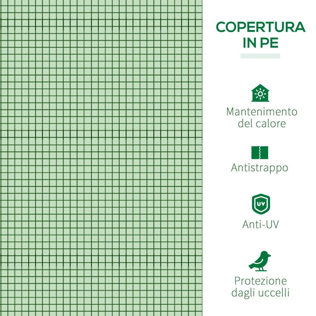 Serra da Giardino a Tunnel ¨C zephmum ¨C Verde, Acciaio e Plastica PP, 295x100x80 cm