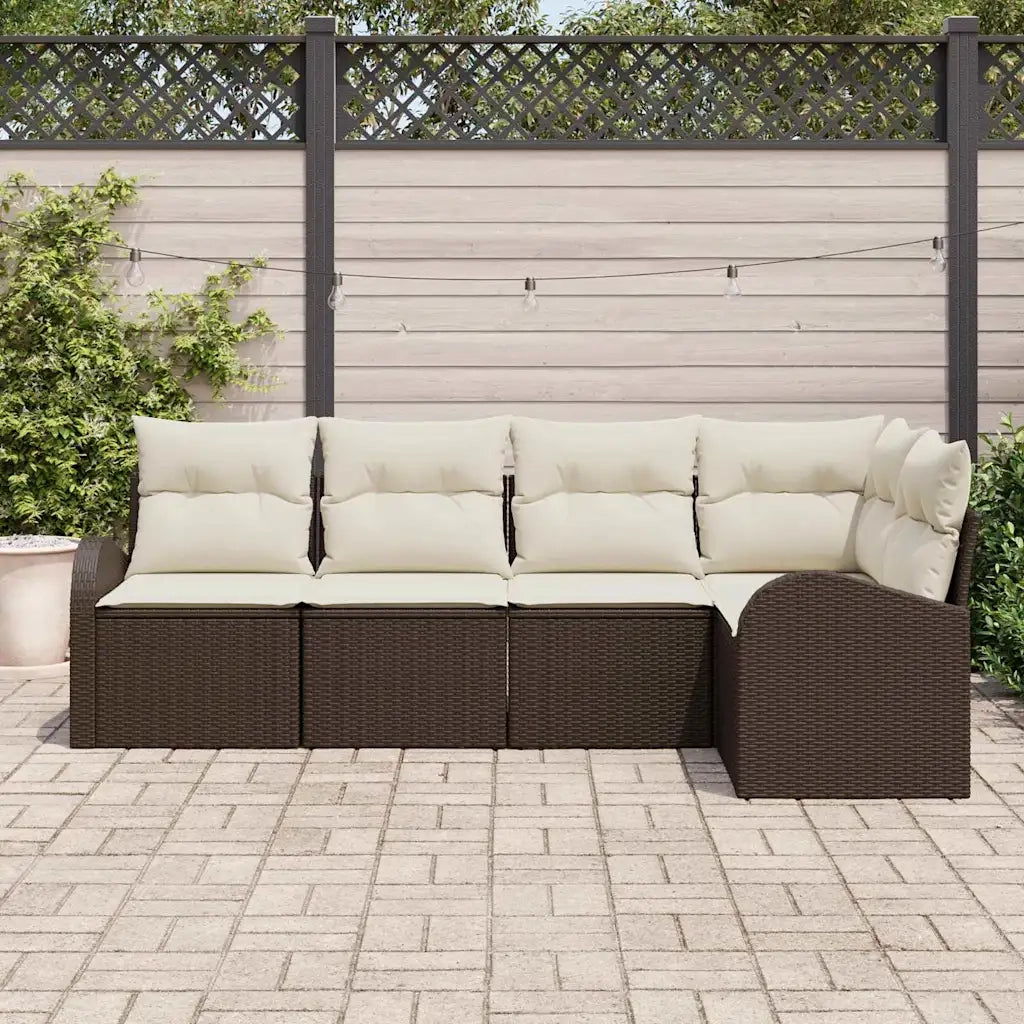 Set di divani con cuscino 5 pcs Marrone Poliestere
