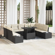 Set Divano da Giardino 10 pcs Nero Poly Rattan 3357980