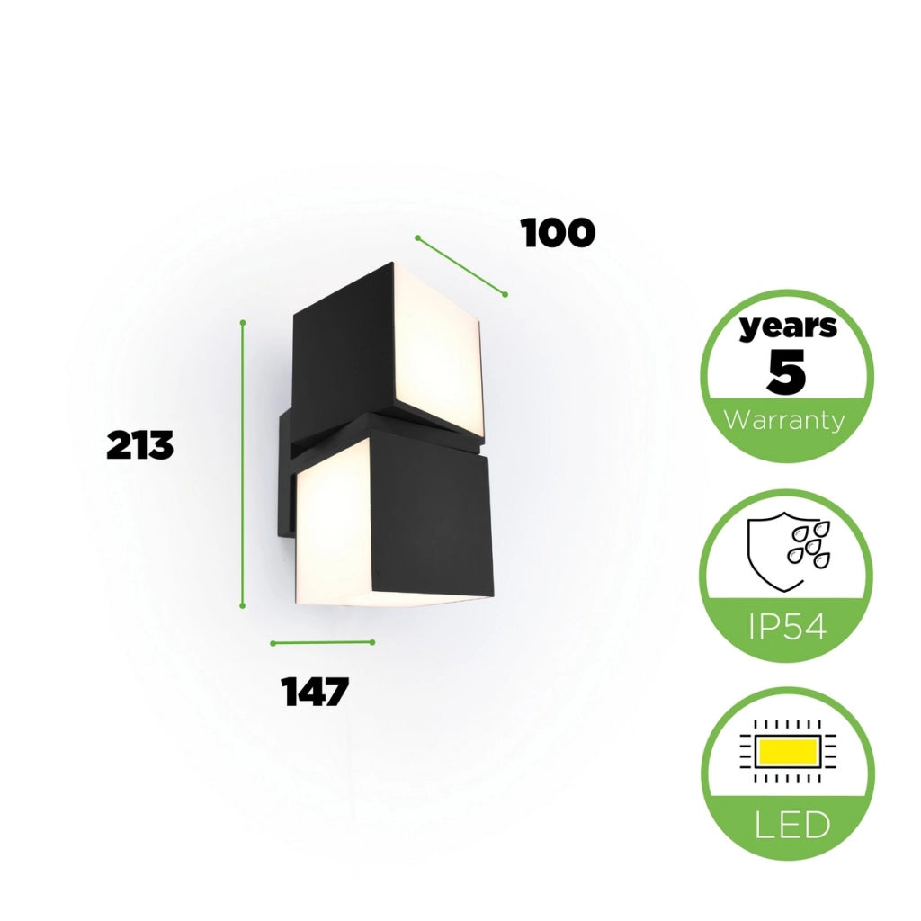 Applique esterno LED Cuba nero Lutec 23W 3000K IP54