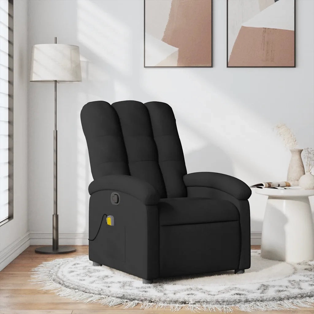Poltrona Massaggiante | Sedia Relax Reclinabile Nera in Tessuto