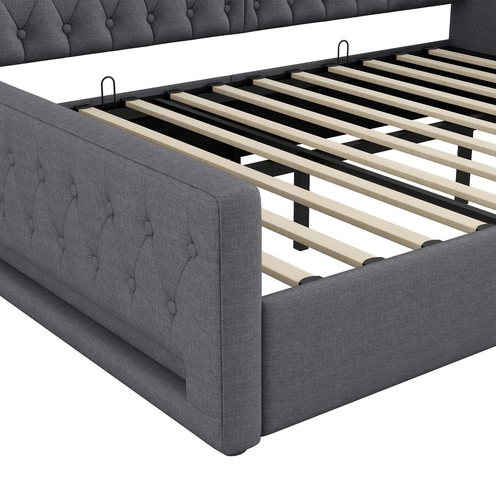 Letto Contenitore Imbottito con LED ¨C MINIMAL ¨C Grigio 140x200