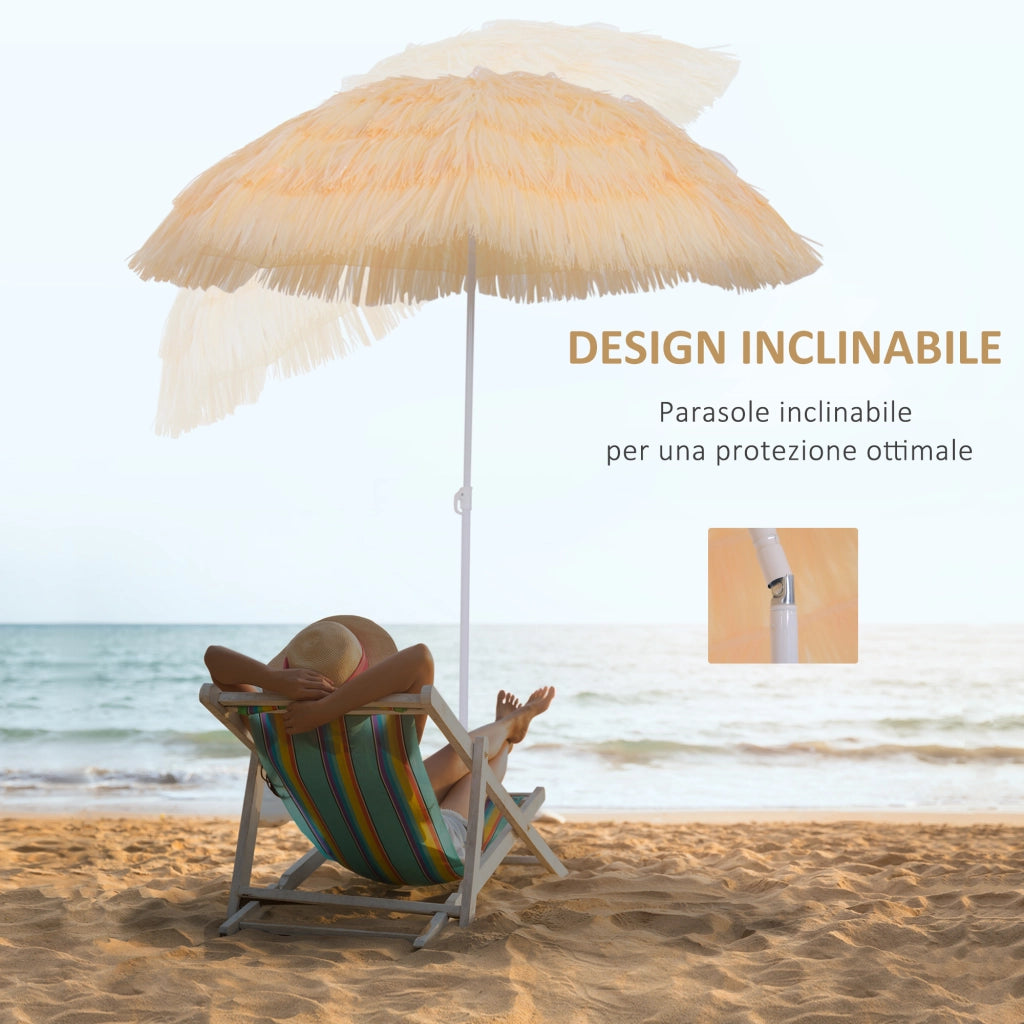 Ombrellone da Spiaggia Inclinabile ¨C Xylo ¨C Poliestere Beige 1.6x2m