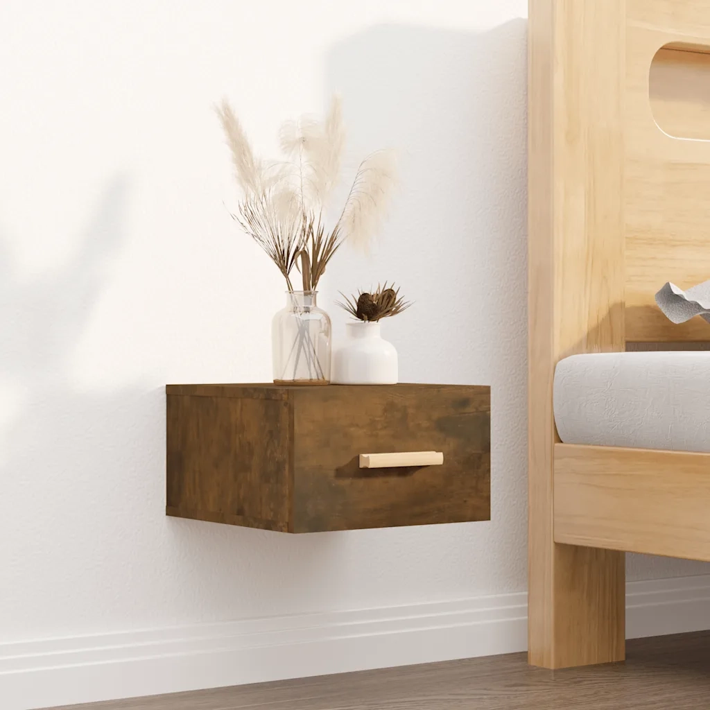 Comodino a Muro Rovere Fumo 35x35x20 cm 817573