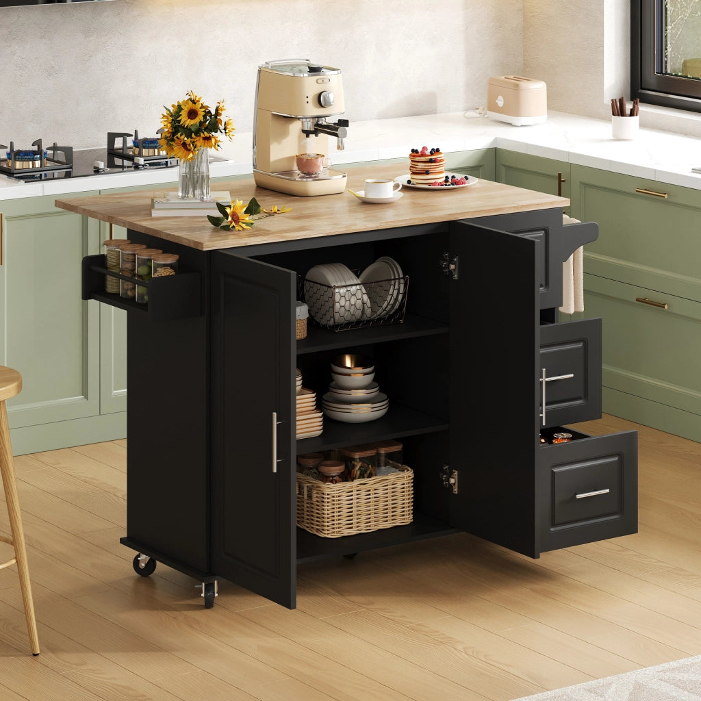 CREDENZA DA CUCINA PIEGHEVOLE 137x43(76)x92 CM NERA IN MDF