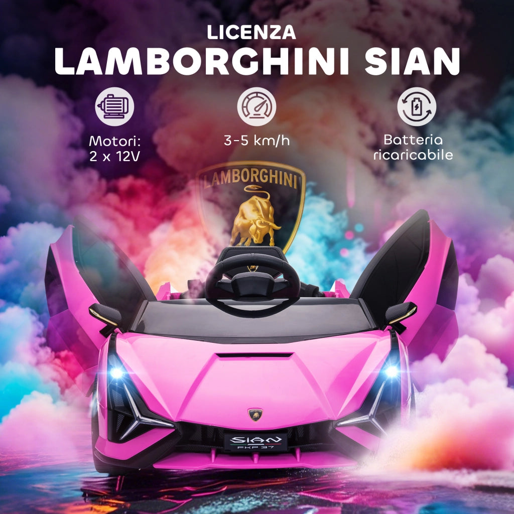 Auto Elettrica Bambini Lamborghini 12V con Telecomando ¨C Minimal ¨C Rosa