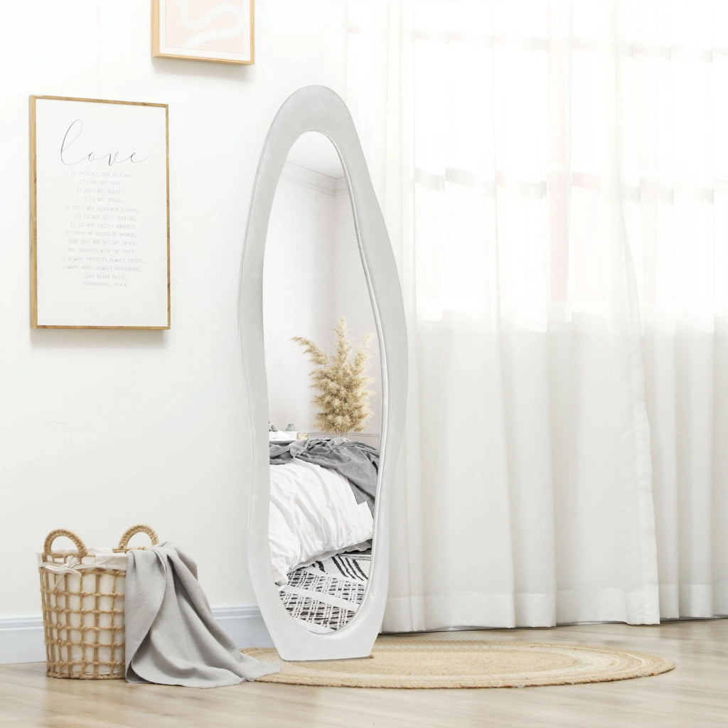 Specchio da Terra ¨C Xylo ¨C Forma Ondulata 160x50cm Bianco