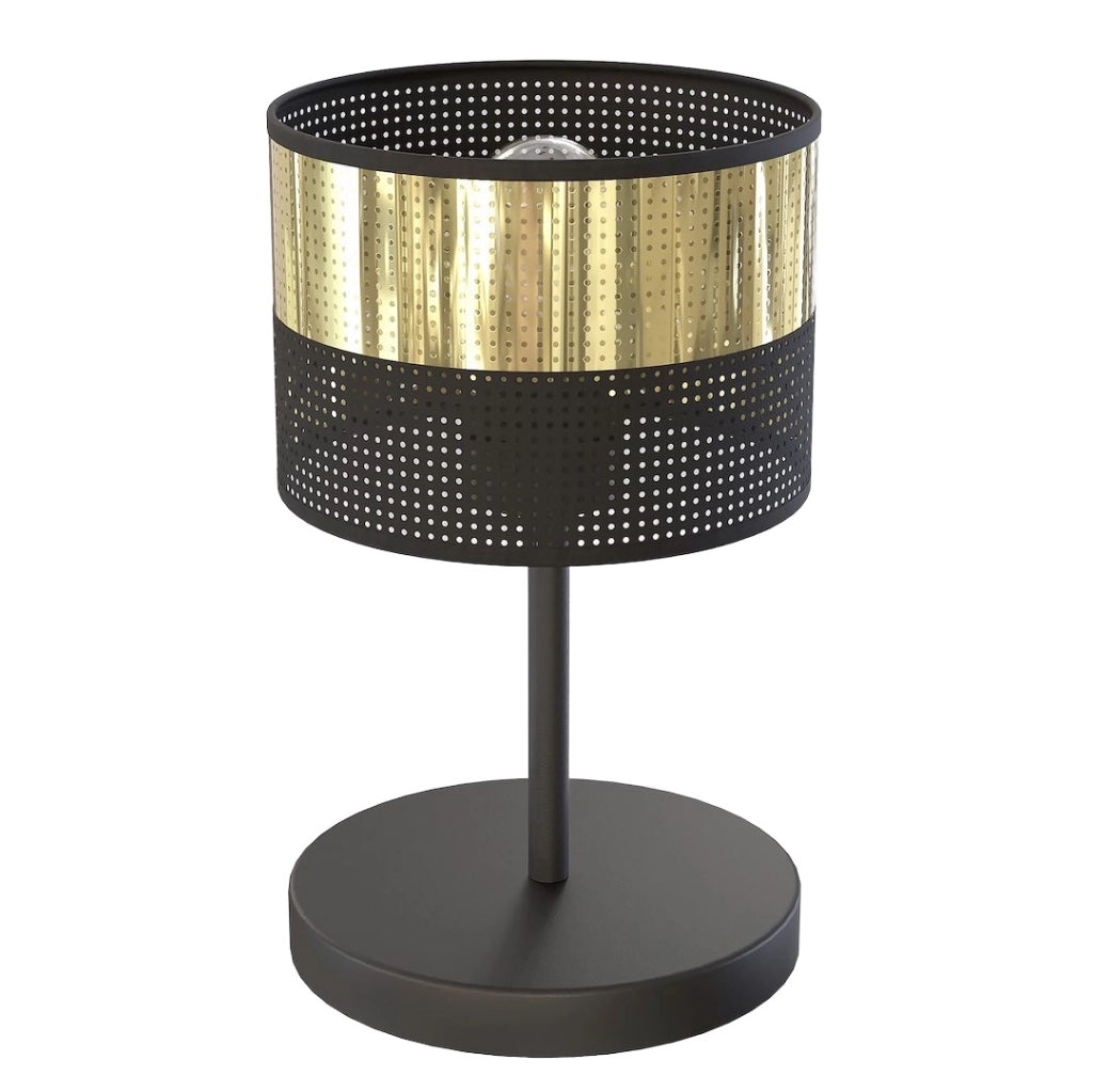 Lampada da tavolo LUX nera oro traforata 1xE27 Emibig