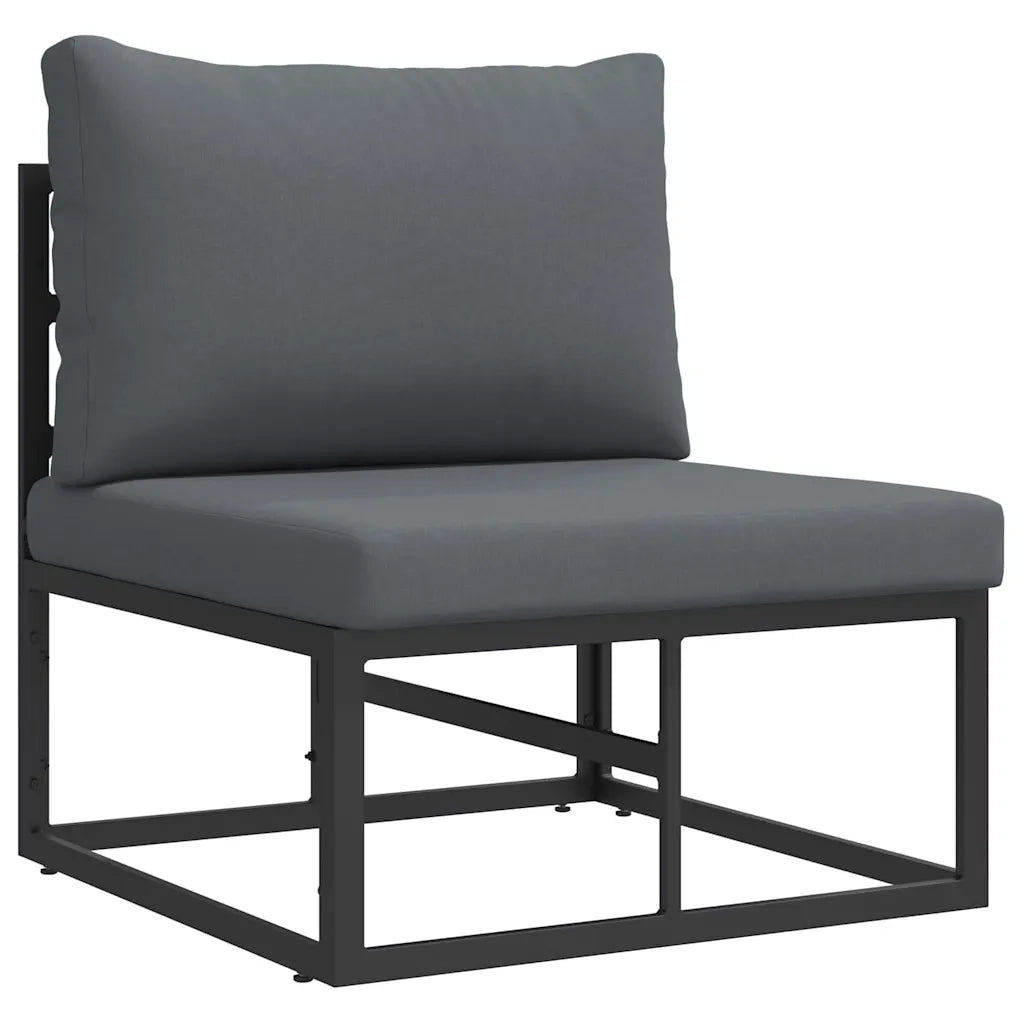 Set Divano da Giardino con cuscino 5 pcs Nero Alluminio