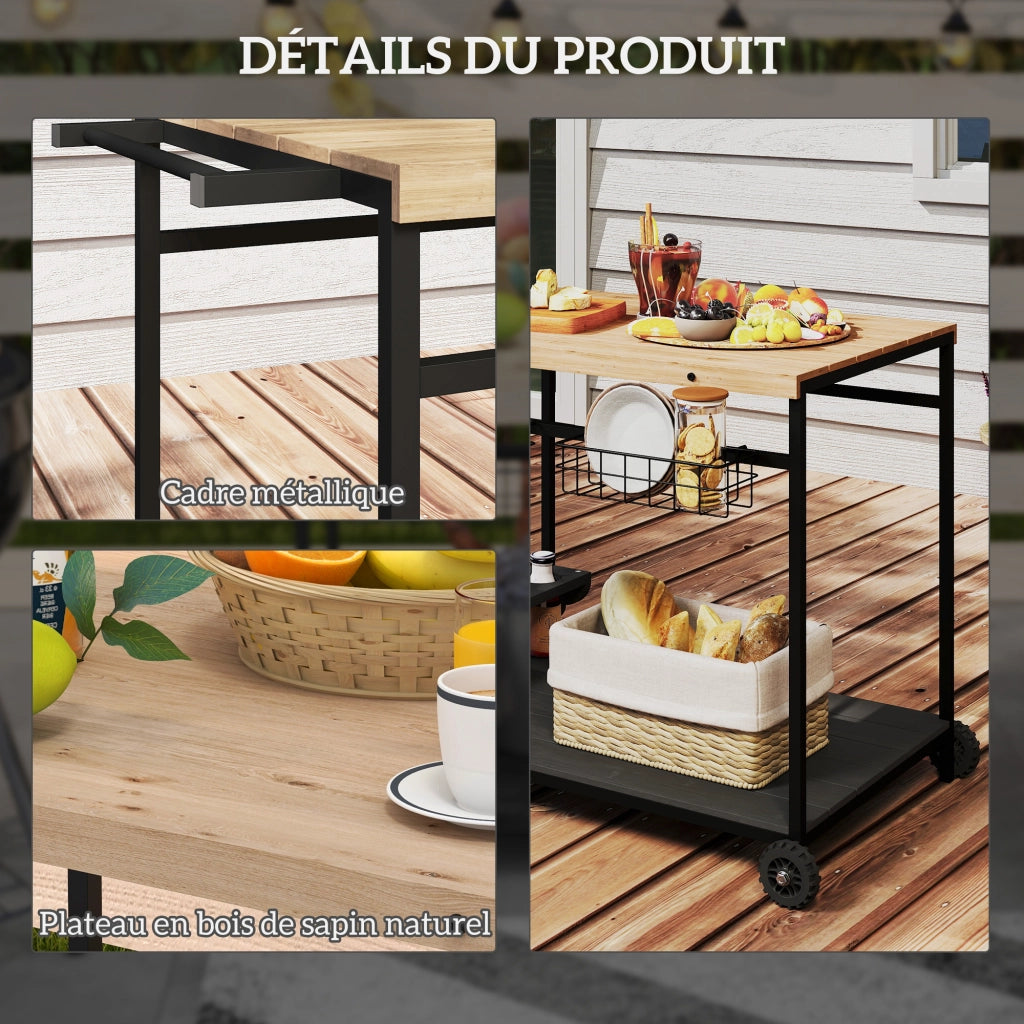 Carrello da giardino con 2 ripiani e 2 cestelli ¨C zephmum ¨C legno e metallo