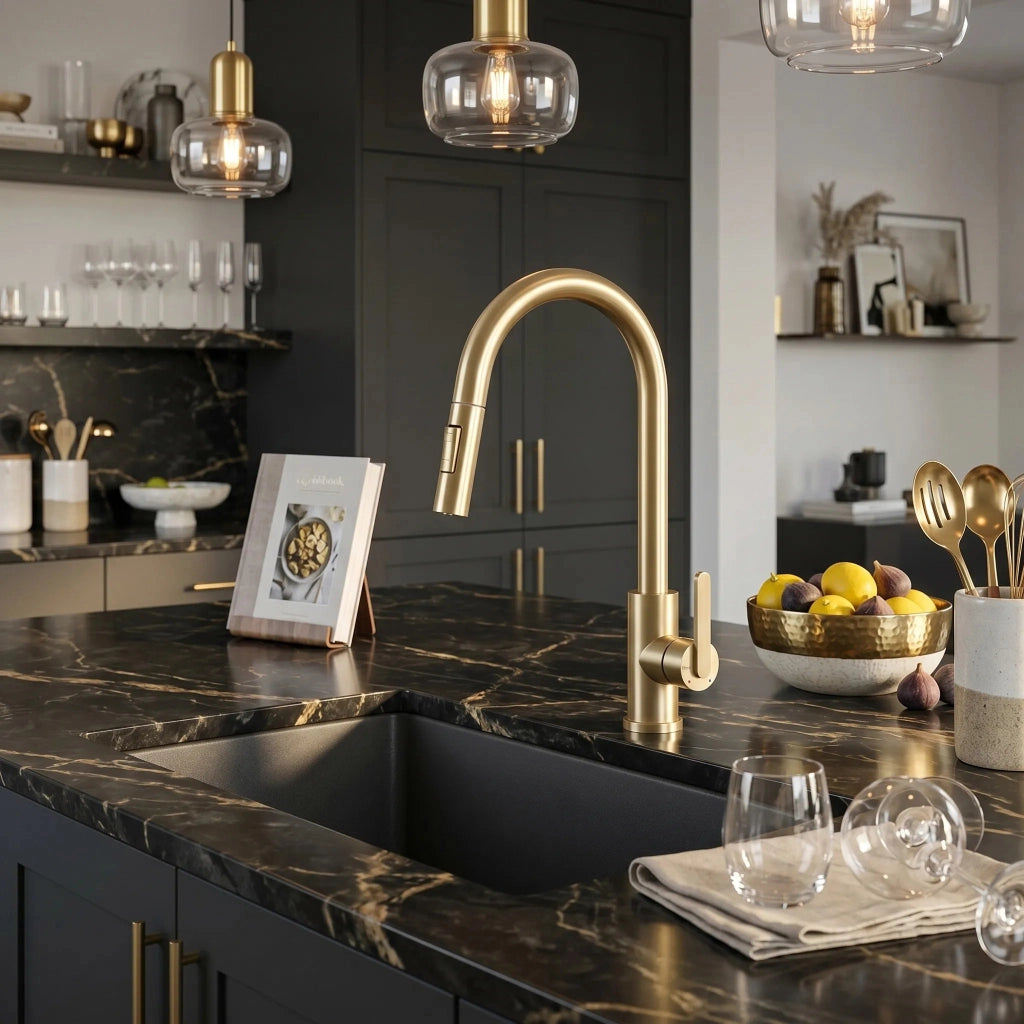 Rubinetto Da Cucina Rea Ontario Brush Gold