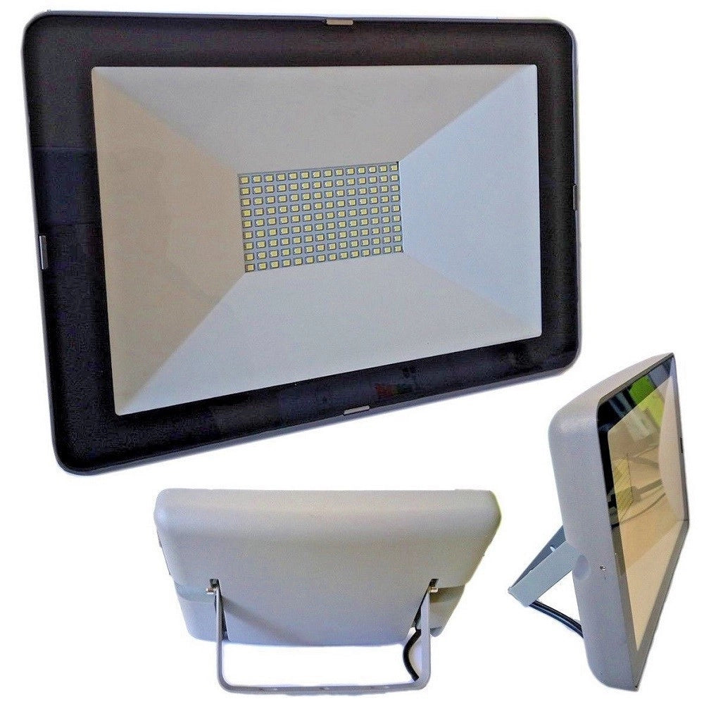 Trade Shop - Faro Faretto Led Flood Light 100w Ip66 Bianco Naturale Slim Led Smd 100 Watt -
