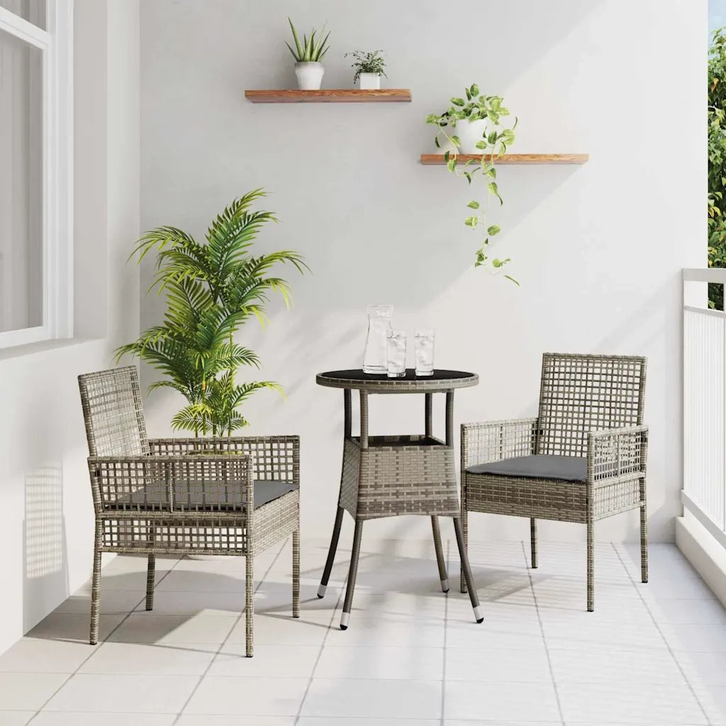 Set da Pranzo per Giardino 3 pz | Set Salotto da Giardino Grigio polyrattan