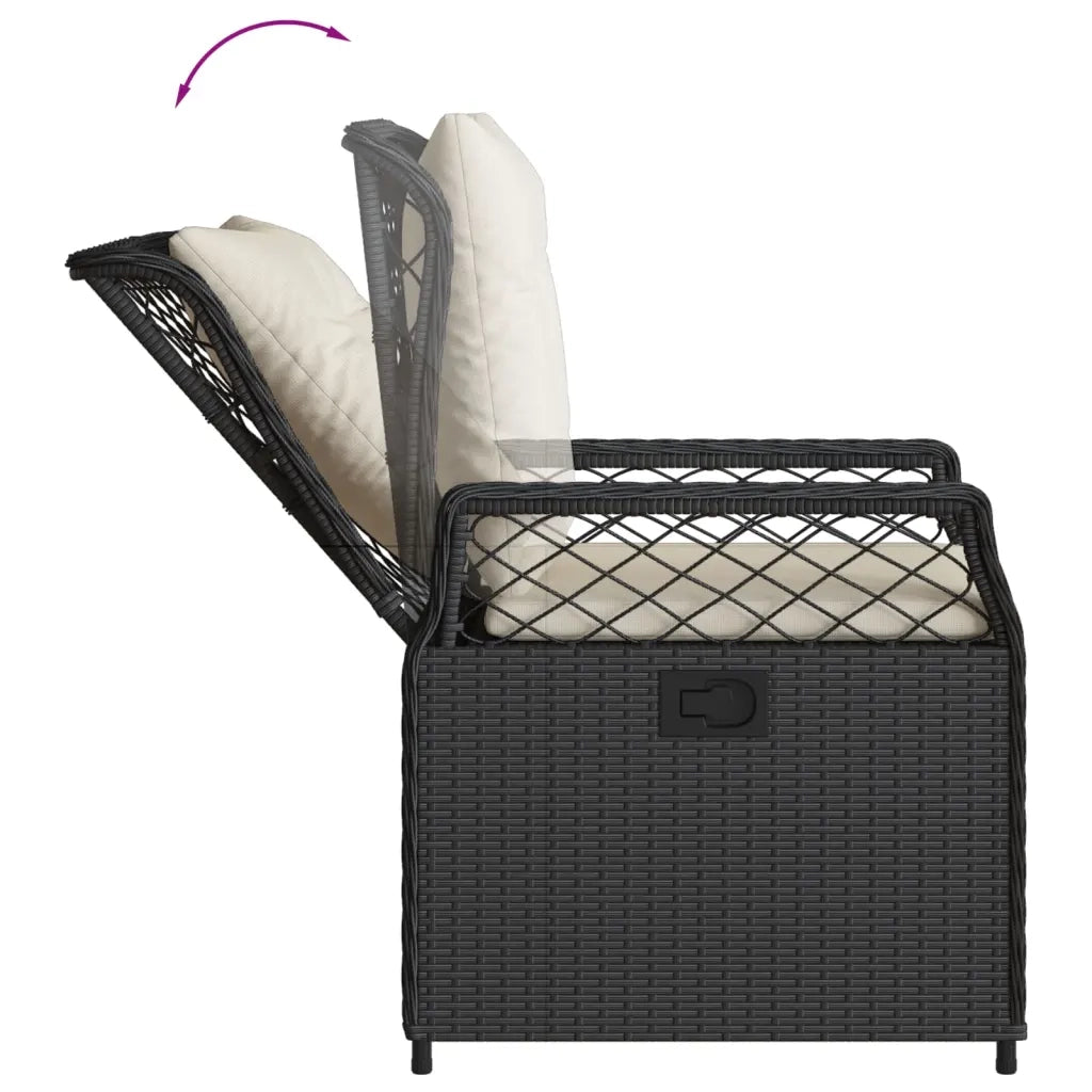 Set da Pranzo da Giardino 7 pz Nero con Cuscini in Polyrattan 3262924