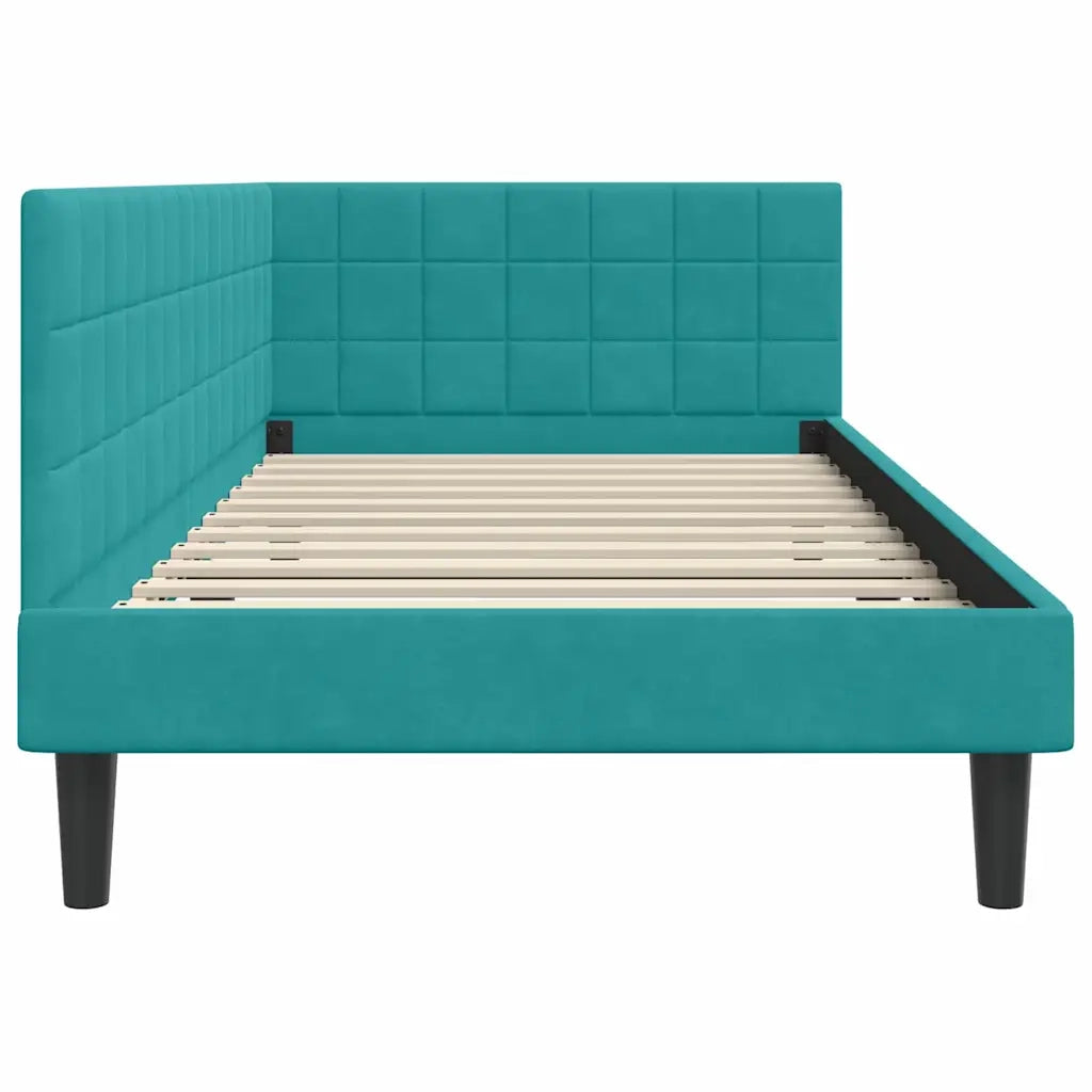 Cornice del letto ad angolo Turchese 90 cm x 200 cm Velluto 42016436