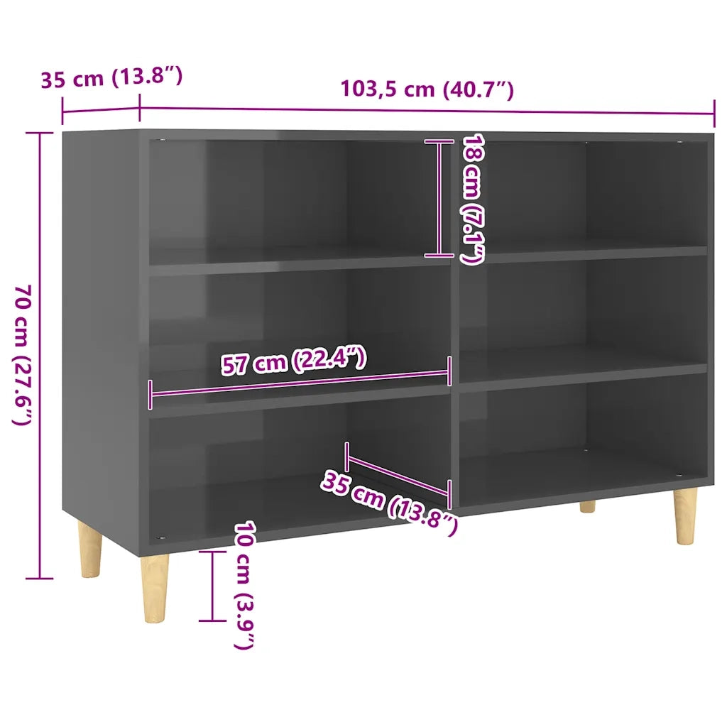 Credenza-Buffet-Armadio da cucina Grigio Lucido 103,5x35x70 cm in Legno Multistrato 926391