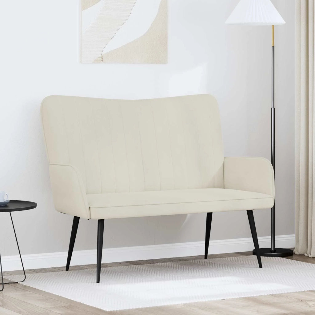 Sofa a Due Posti Crema 115 x 61 x 87 cm Velluto 42028967