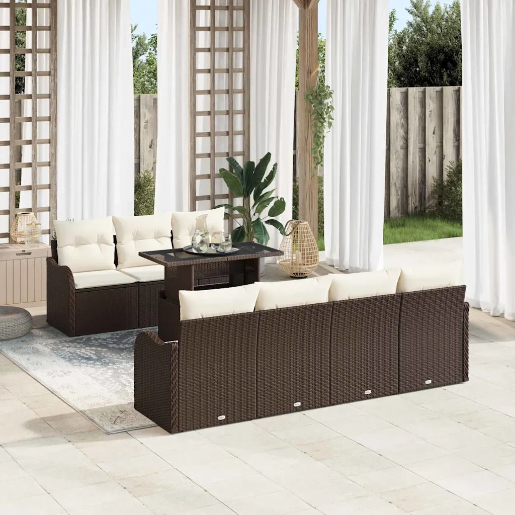 Set Divano da Giardino 8 pcs Marrone Rattan in Polipropilene 3357141