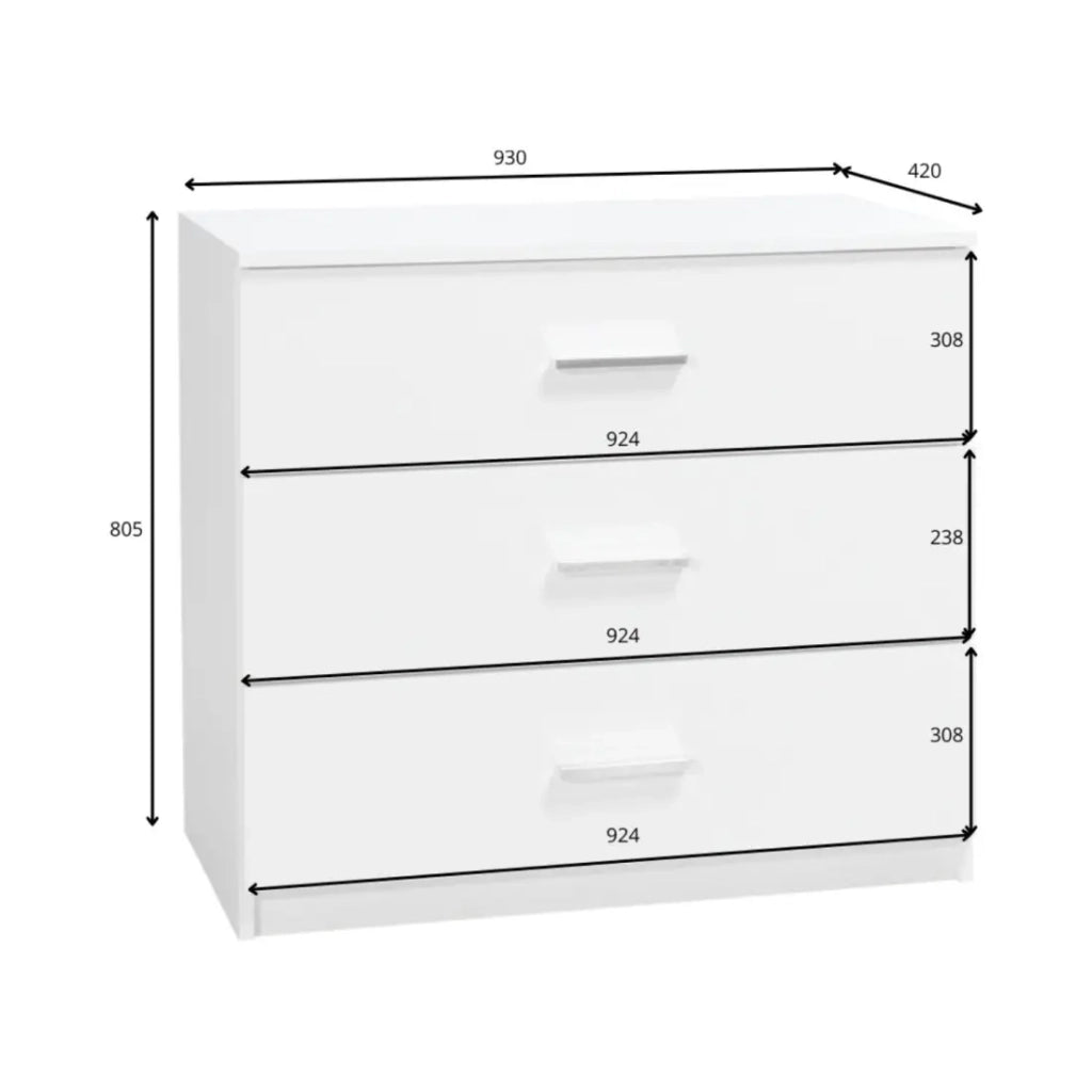 Cassettiera PANAREA – 3 cassetti bianco laccato design moderno