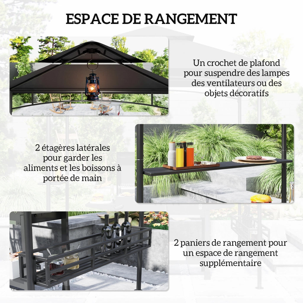 Gazebo per barbecue e giardino ¨C Minimal ¨C 240x150x257 cm grigio antracite