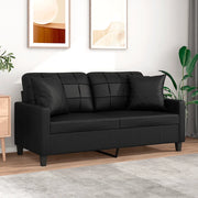 Divano a 2 Posti con Cuscini-Sofa 2 Posti con Cuscini Nero 140 cm in Similpelle 732094