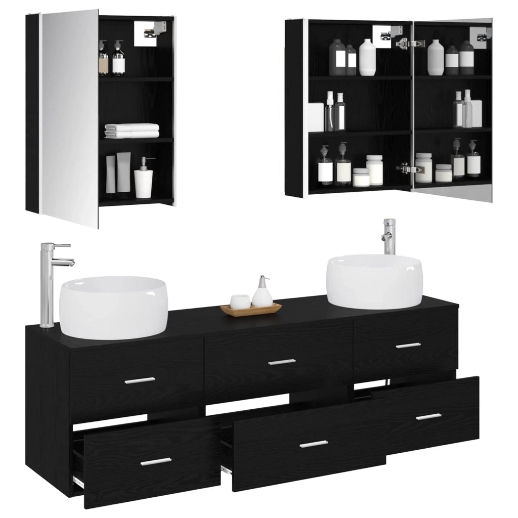 Set di mobili per il bagno 5 pz Rovere Nero 3407008