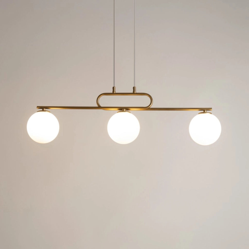 Lampada a sospensione Tes Sigma oro 3 sfere vetro G9