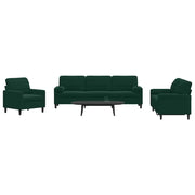 Set di Divani 3 pz con Cuscini e Rinforzi Verde scuro Velluto 3278453