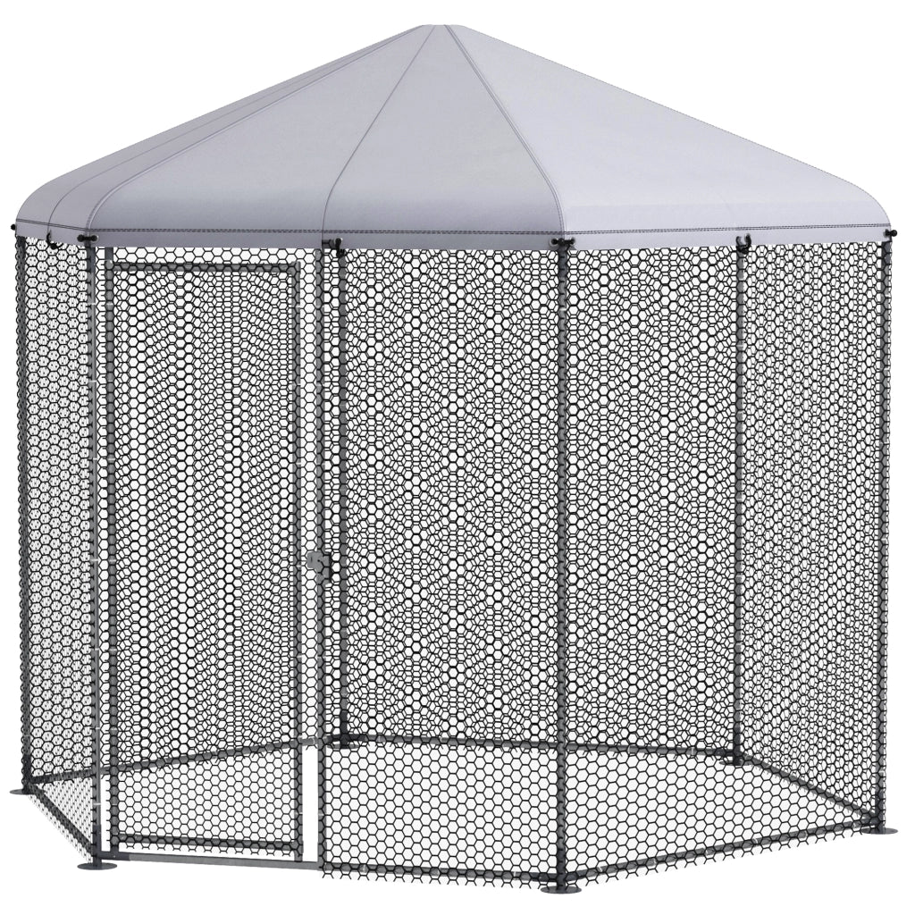 Pollaio da giardino con recinto - Xylo - 5m2 grigio 2,8x2,45x2,46m