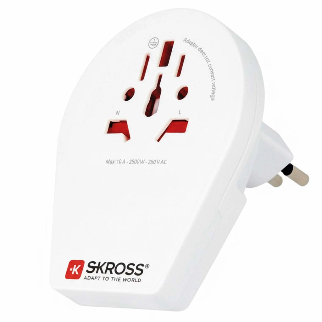 Adattatore da viaggio 2 USB-A a Cina Italia Brasile Pratico e compatto Bianco Skross