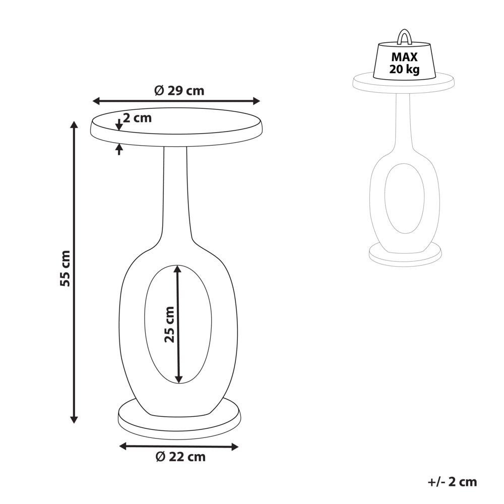Tavolino in metallo dorato con piano in alluminio, design retrò, arredamento per la casa ⌀ 29 cm