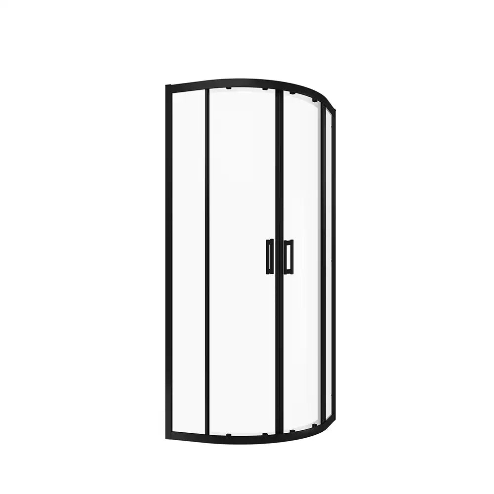 Box doccia 80x80 cm semicircolare doppio scorrevole profili neri vetro trasparente h190 | Java