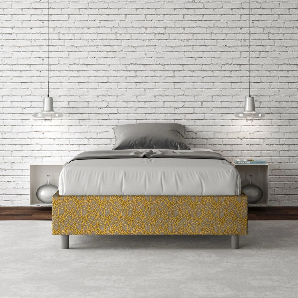 Letto 1 Piazza e Mezzo Sommier 120x190 cm Senza Rete Azelia Era 06 Giallo
