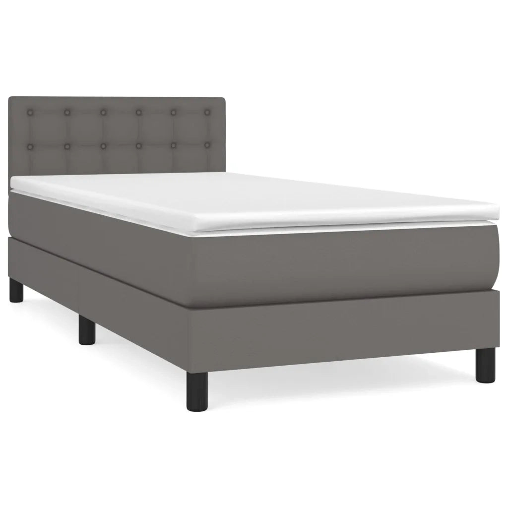 Giroletto a Molle con Materasso-Struttura Letto Grigio 90x190 cm in Similpelle 348484