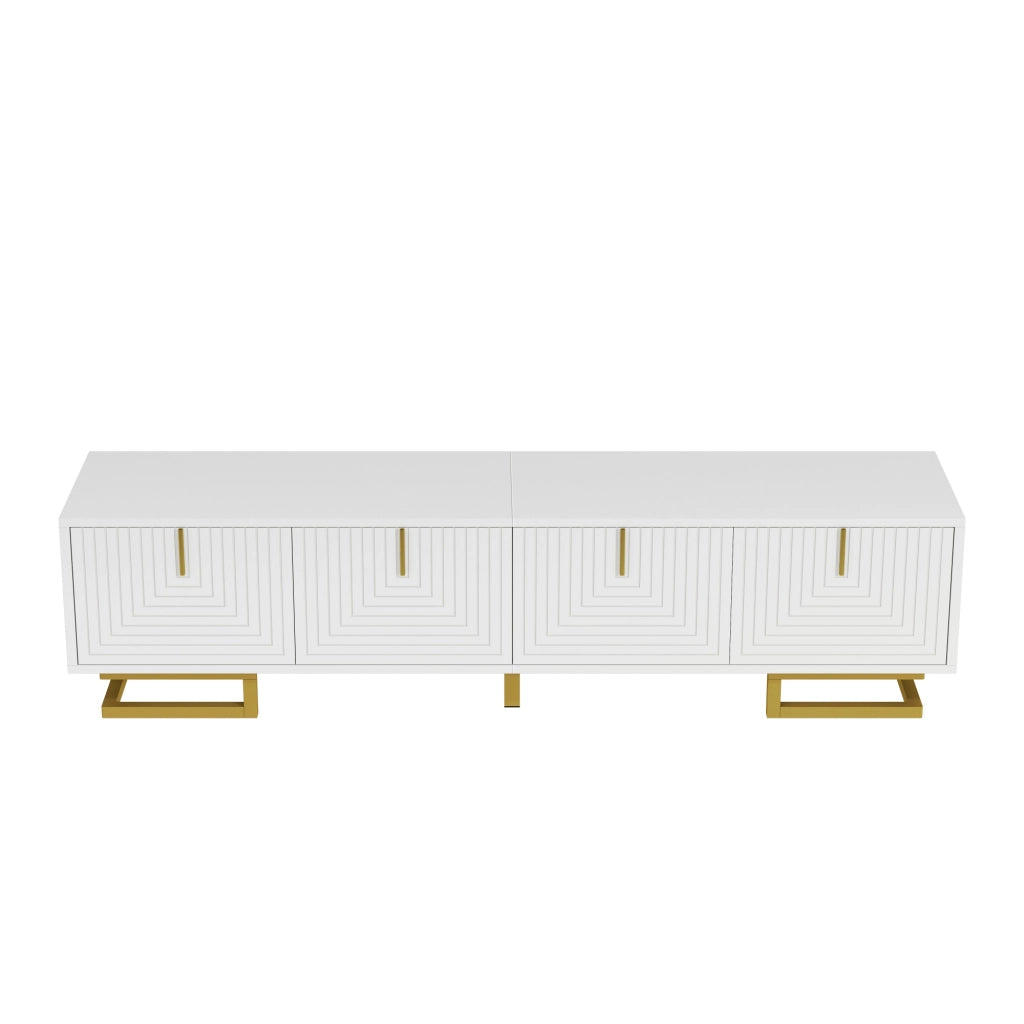 Mobile TV Lowboard con Ante Strutturate ¨C MINIMAL ¨C Oro, Gambe e Maniglie Dorate